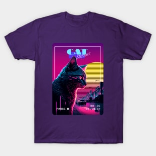 Synthwave Cat Dreams Neon T-Shirt